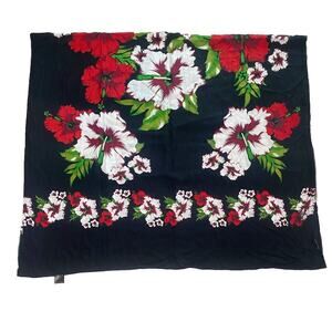 Casual Moments Red White Hibiscus One Size 100% Rayon Soft Lightweight Sarong